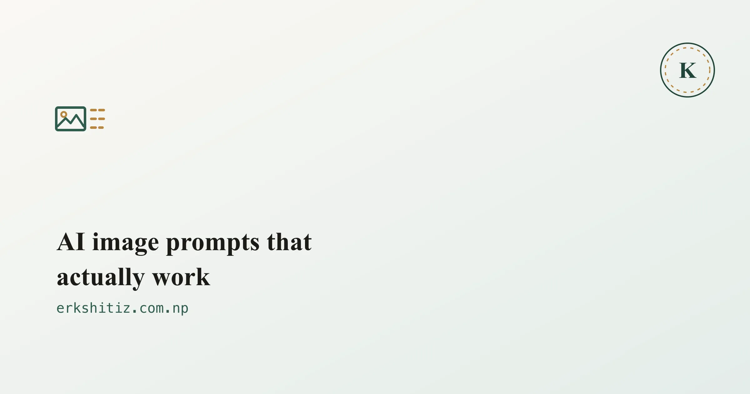 A stack of labeled prompt cards next to an image frame, cover graphic for erkshitiz.com.np