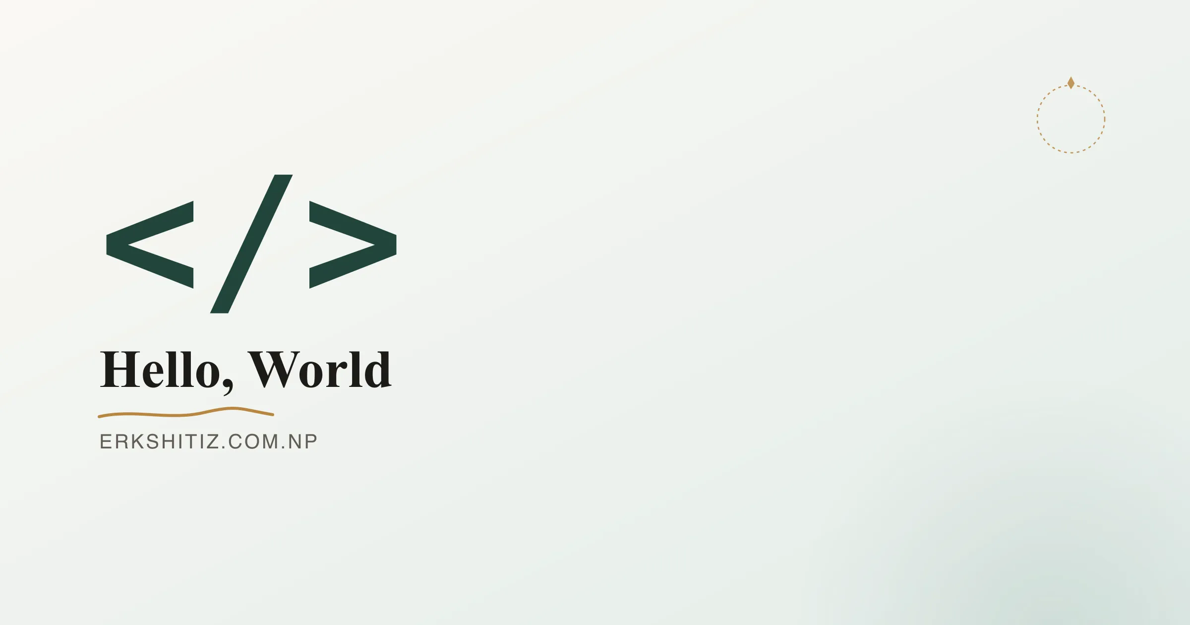 Hello, World cover graphic for erkshitiz.com.np