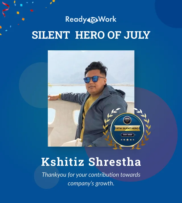 Silent Hero of July 2023 award given to Kshitiz Shrestha